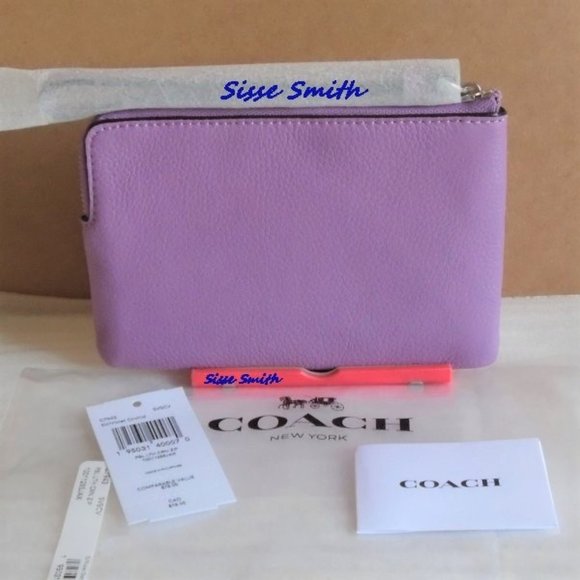 NWT Coach Violet Orchid Corner Zip Wristlet - Picture 3 of 5